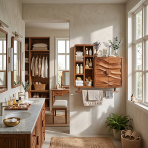 Scandinavian Wave Front Storage Cabinet Guest Suite