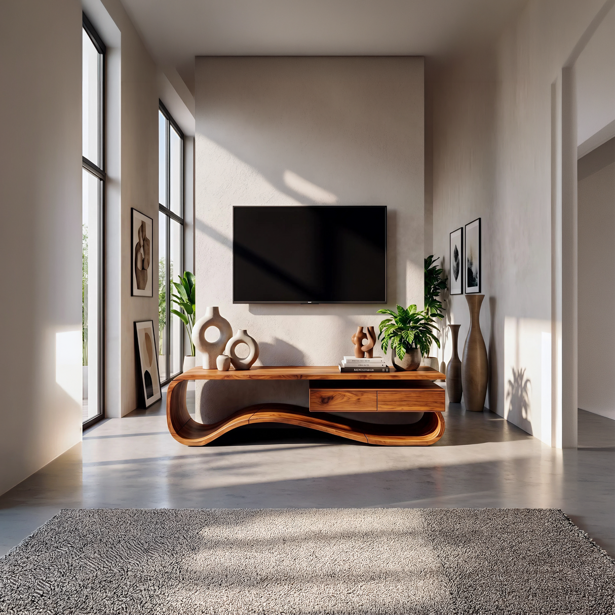Contemporary Organic TV Stand For Lounge Area