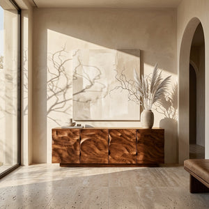 Artistic Carved Wooden Cabinet For Luxury Living Room