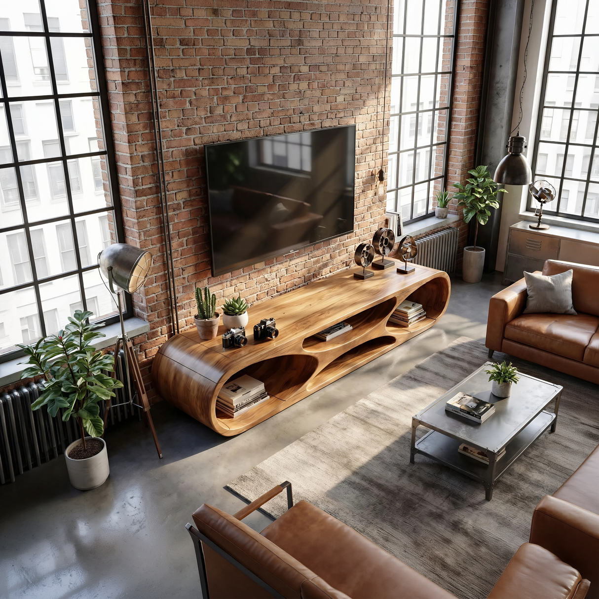 Scandinavian Rounded TV Stand For Media Space