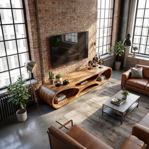 Scandinavian Rounded TV Stand For Media Space