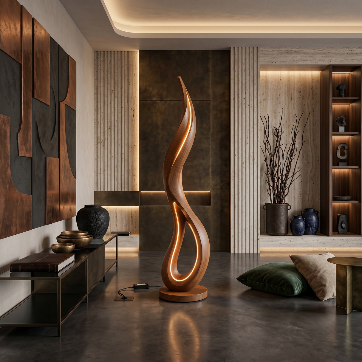 Contemporary Dancing Flame Floor Lamp For Living Room