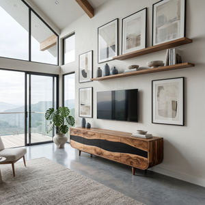 Handcrafted Wooden Live Edge TV Stand For Furniture Decor