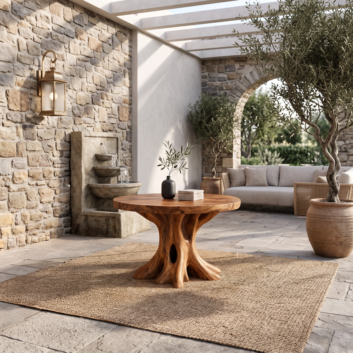 Contemporary Round Dining Table Inspired Tree Pedestal For Luxury Dining