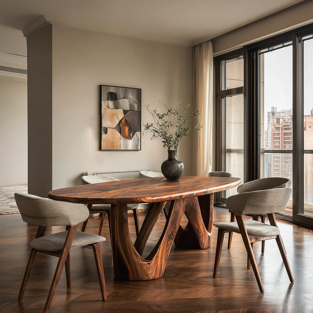 Modern Oval Dining Table With W-shape Leg For Kitchen