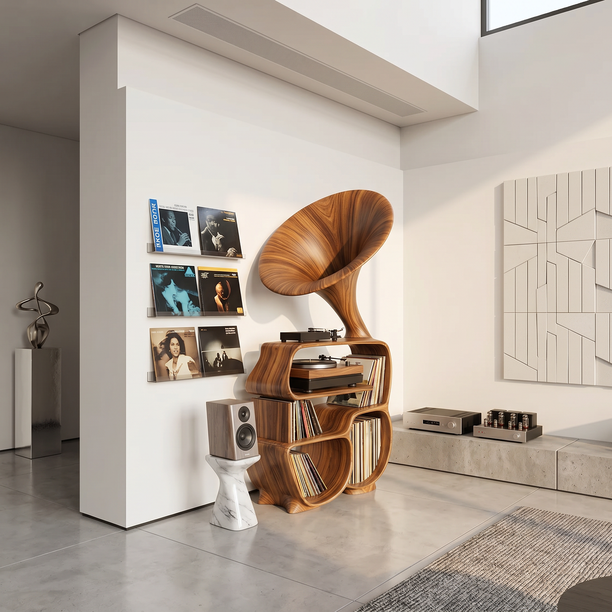 Mid Century Record Player Stand For Bedroom Decor