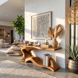 Rustic Live Edge Desk Entryway Design