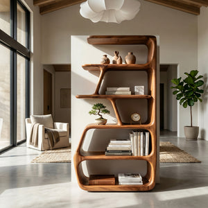 Rustic Wooden Standing Shelf For Apartment Storage