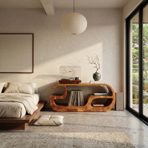 Minimalist Curved Record Player Stand City Apartment