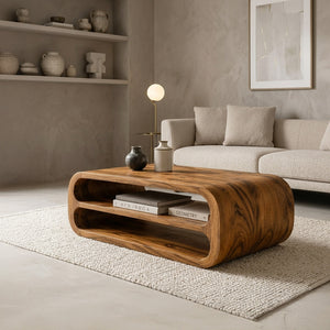 Minimalist Coffee Table With Storage Shelf For Living Room