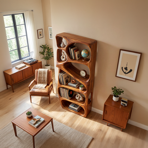 Mid Century Artistic Bookcase Storage Organizer For Study Room