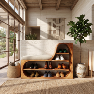 Rustic Shoe Bench Rack For Entryway Hallway Storage Corner