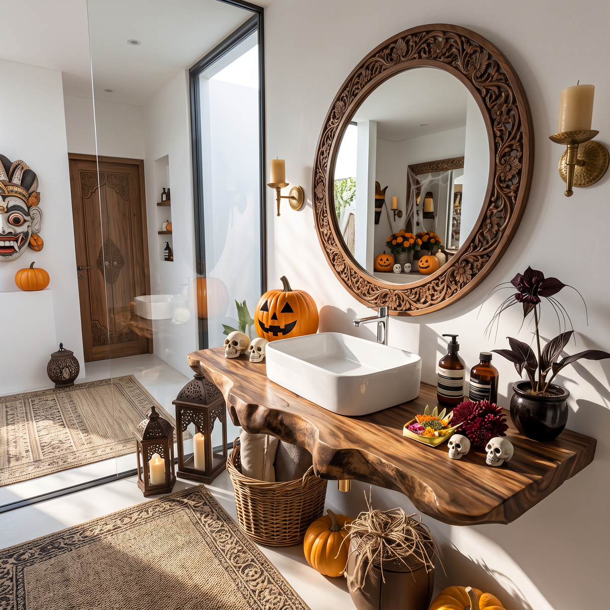 Modern Wooden Live Edge Bathroom Shelf For Furniture Decor Halloween Ideas