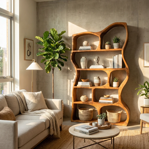 Mid Century Modern Sculptural Bookshelf Living Room Display