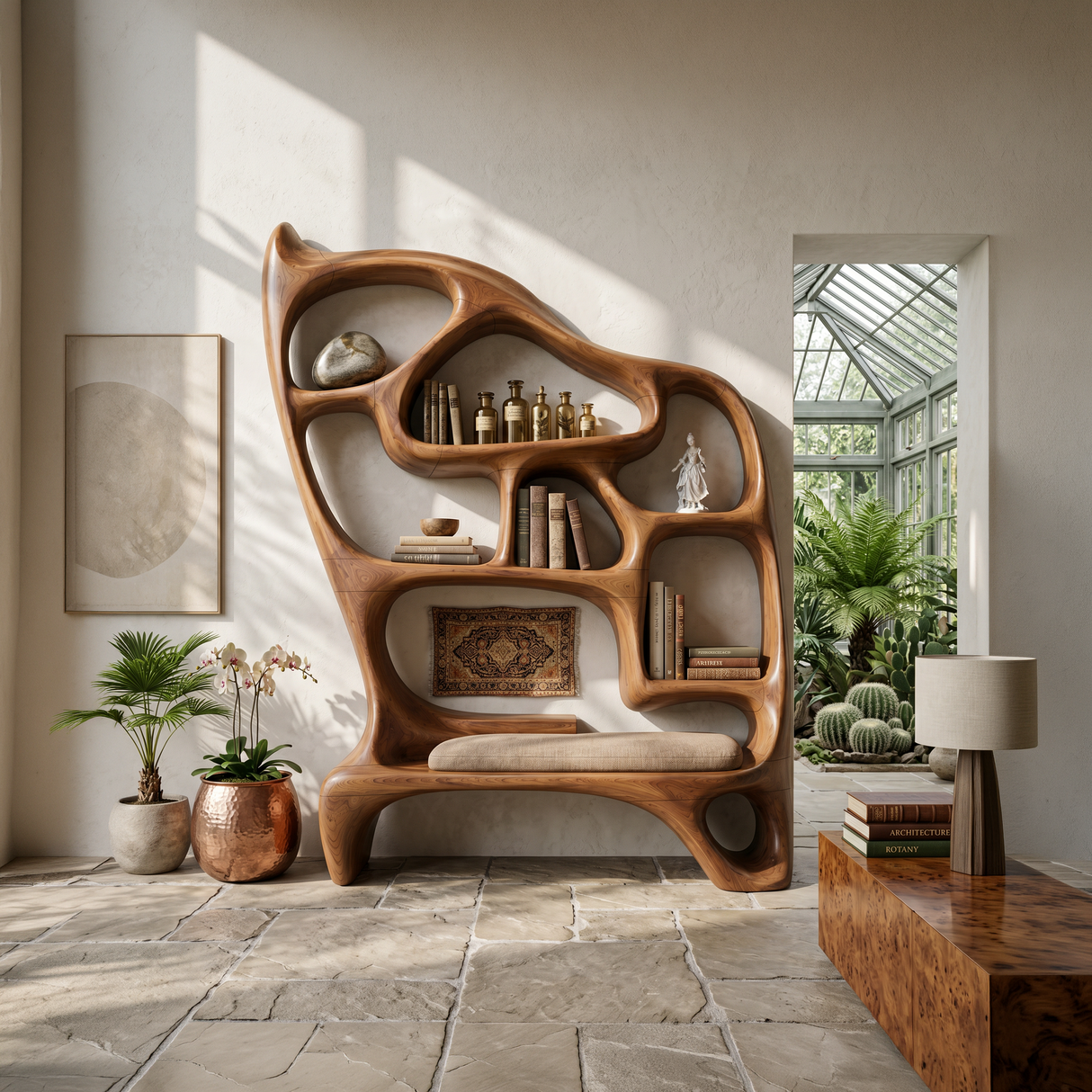 Mid Century Display Bookshelf For Open Living Area