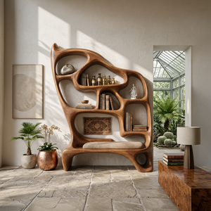 Mid Century Display Bookshelf For Open Living Area