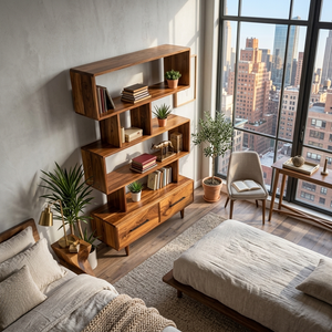 Minimal Natural Wood Bookshelf With Tiers For Home Decor