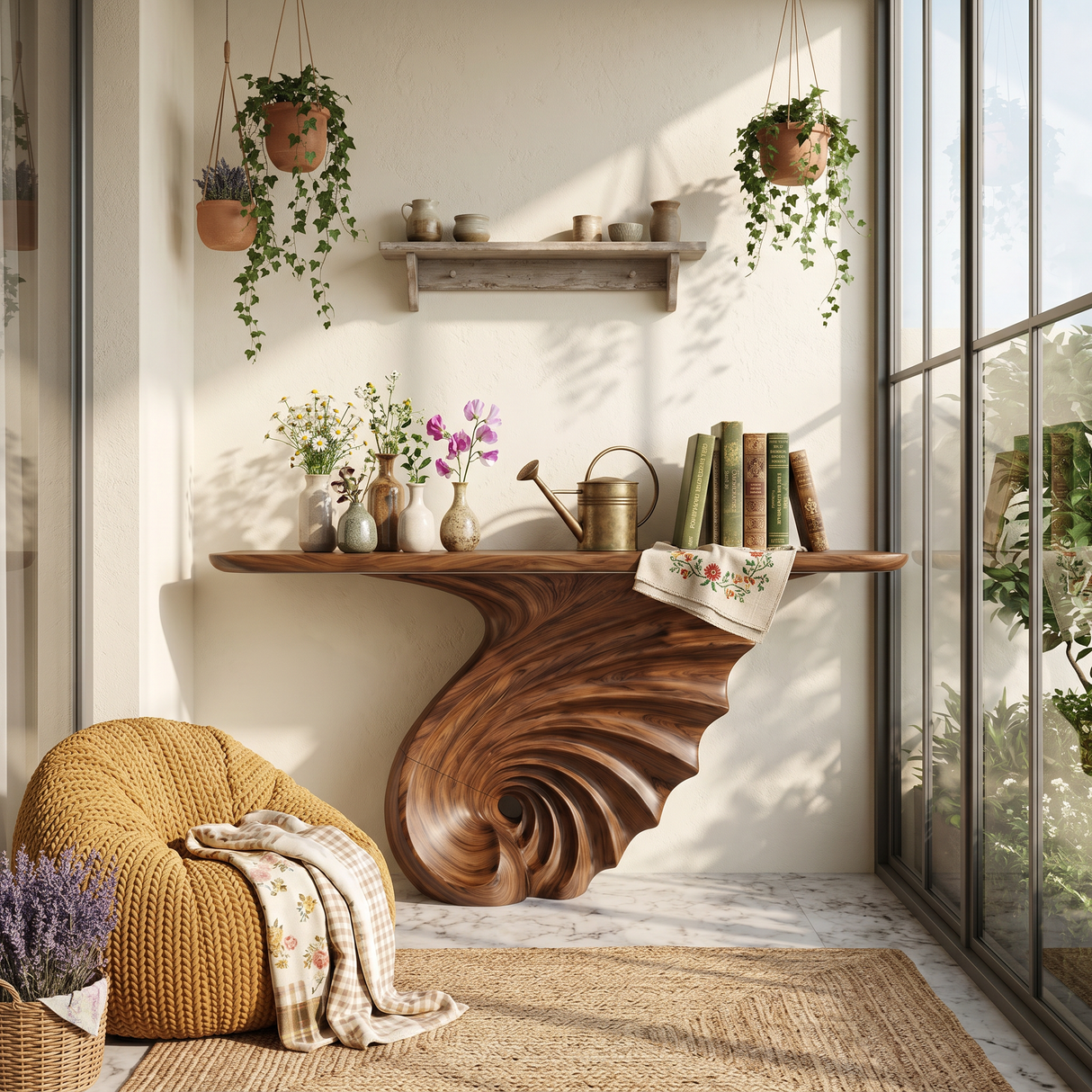 Luxury Spiral Base Console Table Contemporary Villa