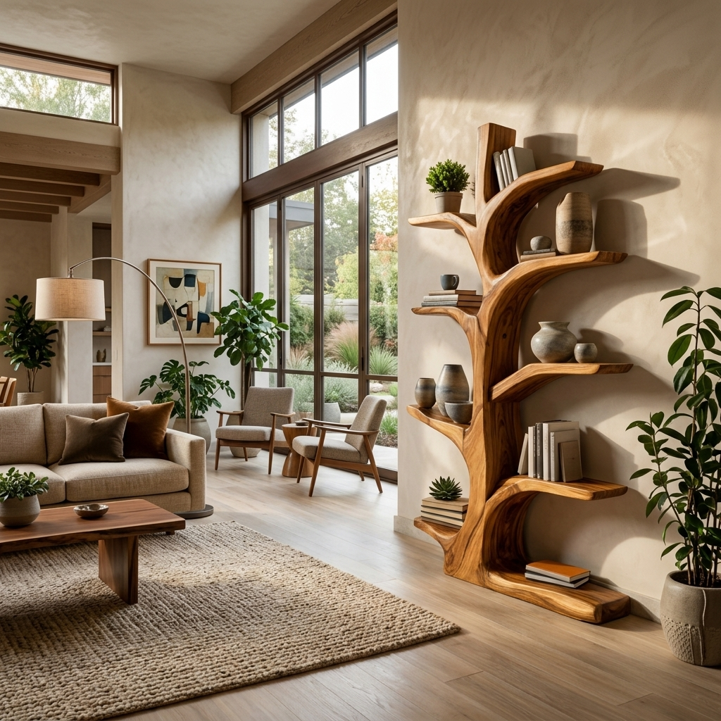 Minimal Natural Wood Bookshelf For Home