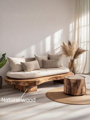 Modern Sofa With Organic Carved Base For Living Room