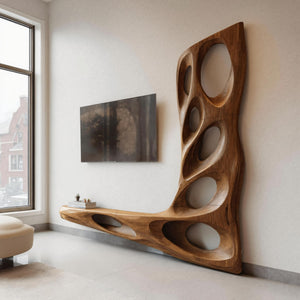 Modern Sculptural TV Wall Console For Living Room Decor