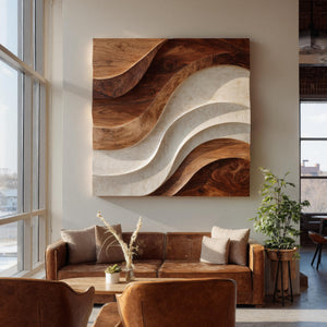 Contemporary Curved Wood Wall Art For Luxury Living Room