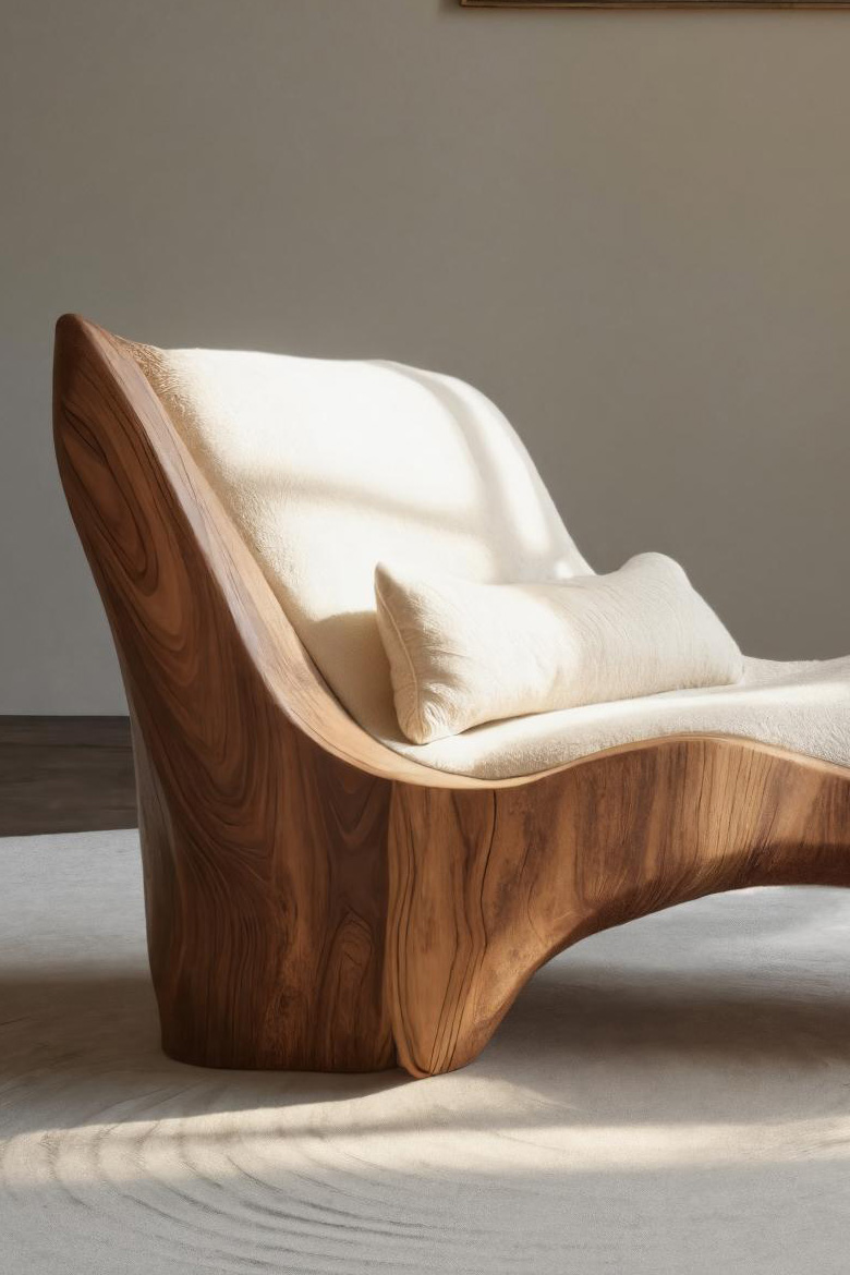 Modern Chaise Lounge With Curved Base For Living Room