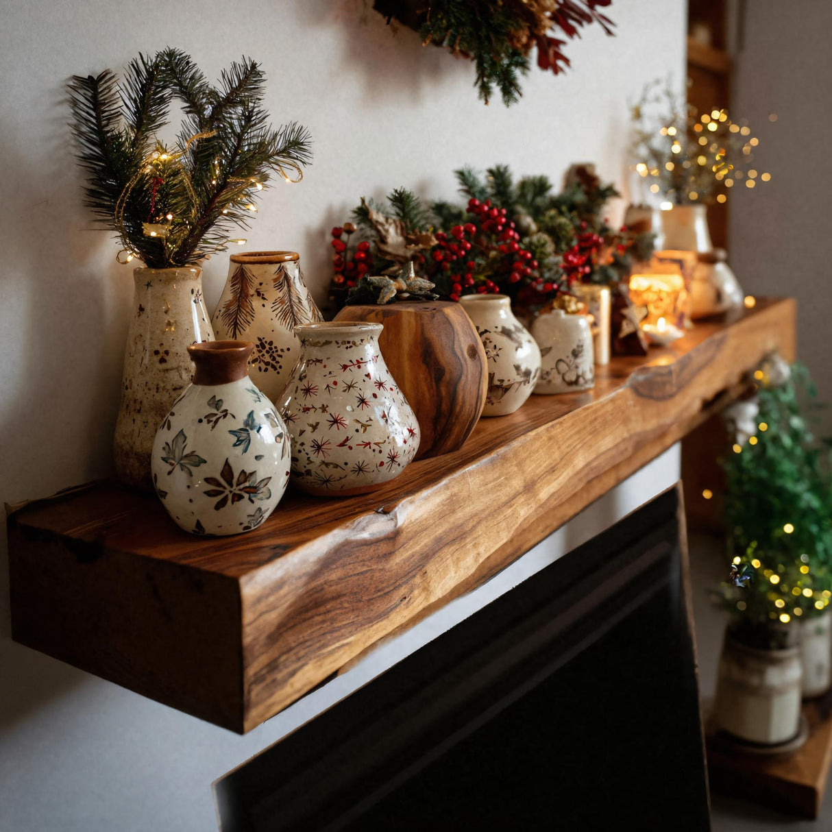Rustic Live Edge Mantel Shelf For Living Room