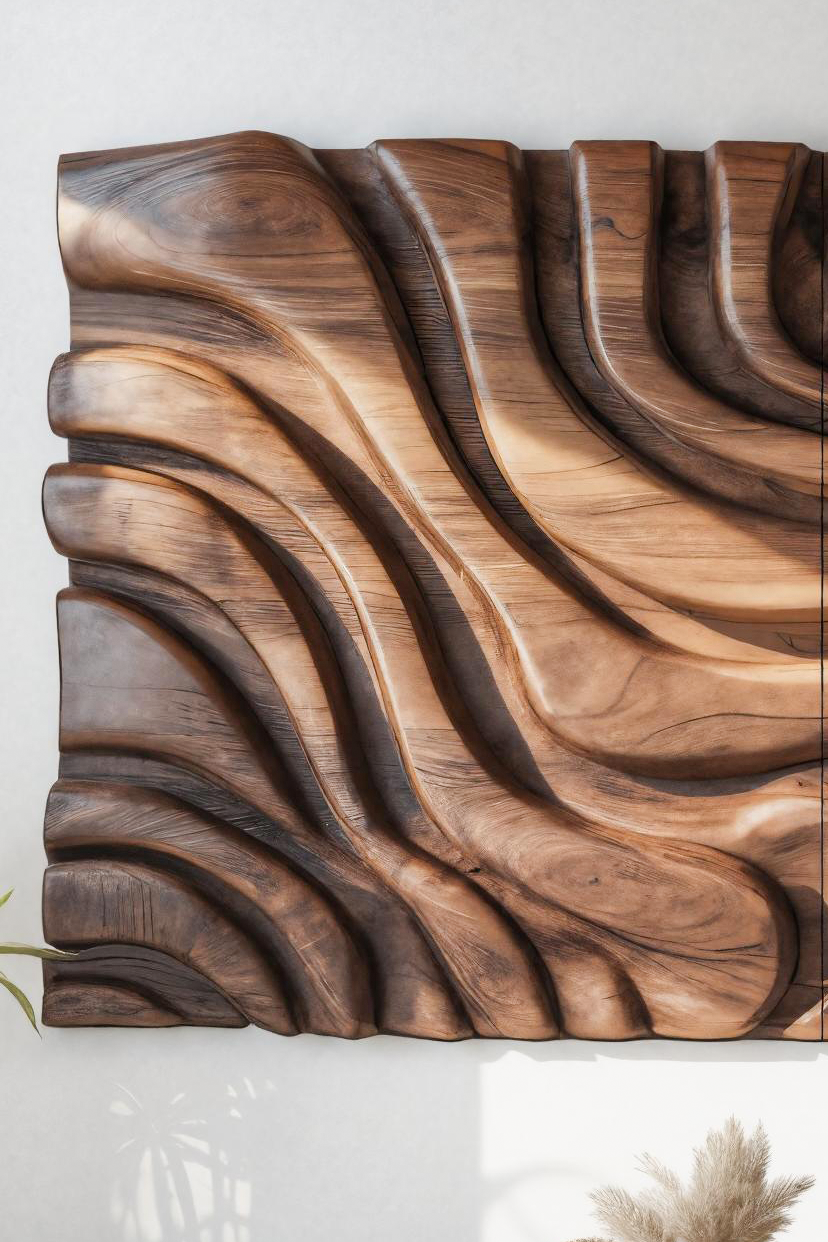 Contemporary Sculptural Wall Art With Bold Carved Layers For Bedroom