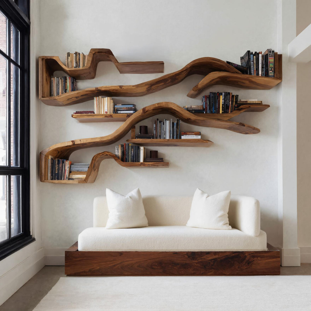 Organic Floating Bookshelf For Living Room Or Study