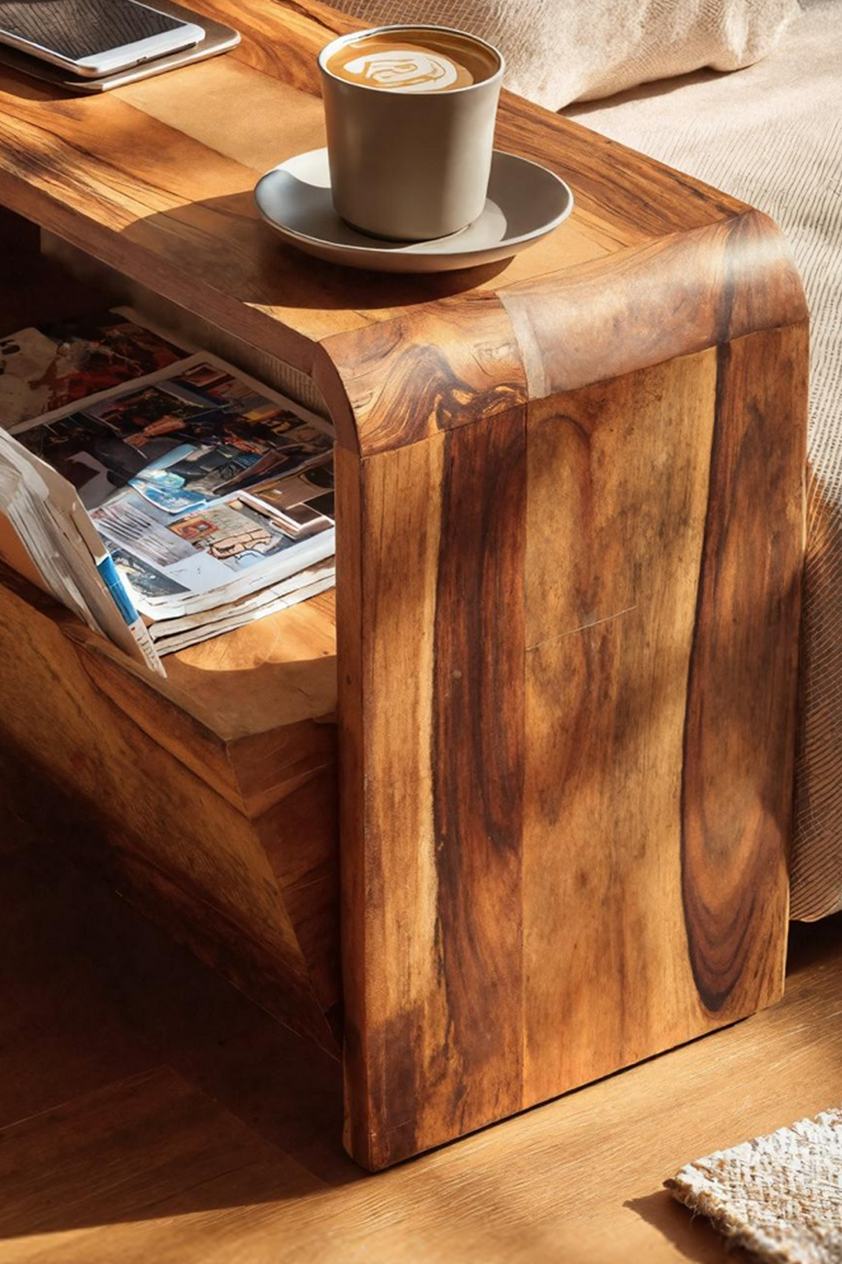 Handcrafted Wooden Side Table For Living Room Accent