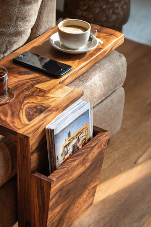 Live Edge Wooden Armrest For Elegant Sofa Decoration