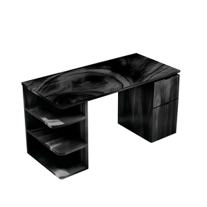 Contemporary Wooden Desk With Shelves And Drawers For Home Office