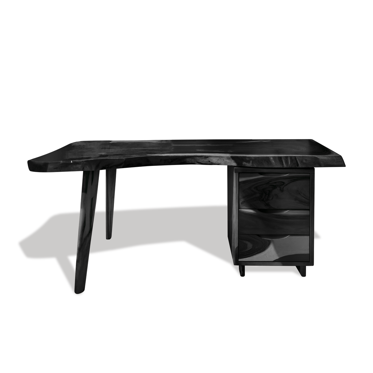 Modern Live Edge Wooden Desk With Drawers For Home Office Or Studio
