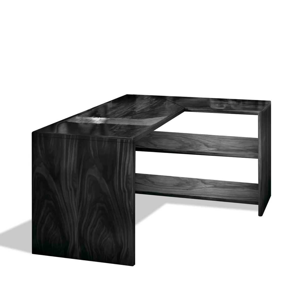 Modern L Shaped Wooden Desk With Bookshelf For Home Office Or Study