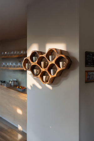 Modern Honeycomb Wood Shelf For Pantry Organization