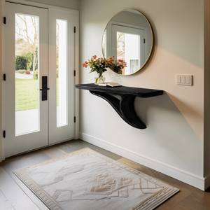 Modern Sculptural Wood Floating Shelf For Entryway Decor