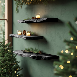 Mid Century Wooden Floating Shelf For Living Room Christmas Decor