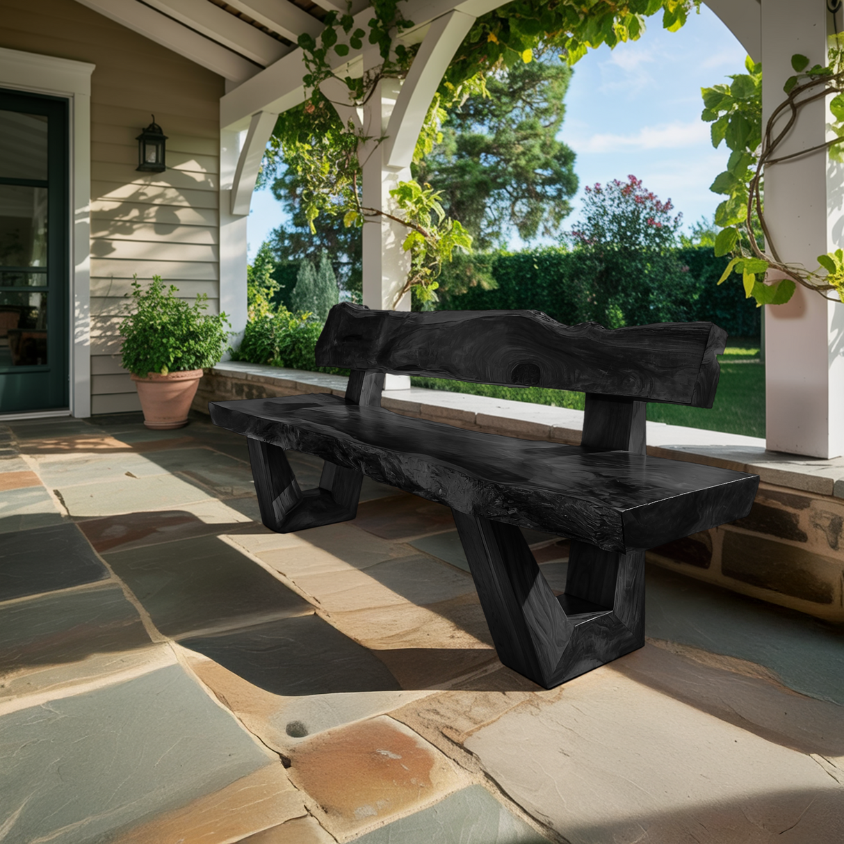 Modern Outdoor Wood Bench For Exterior Seating