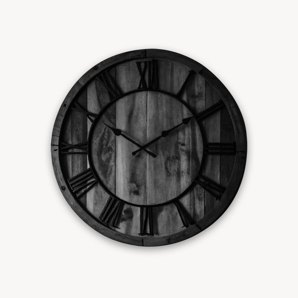 Oversized Rustic Wall Clock With Roman Numerals For Living Room And Entryway