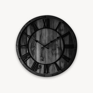 Oversized Rustic Wall Clock With Roman Numerals For Living Room And Entryway