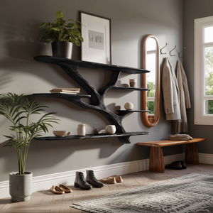 Industrial Floating Wooden Shelving Unit For Bedroom Organizer