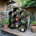 Geometric Honeycomb Plant Shelf Modular Wall Unit For Garden And Patio