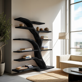 Modern Bookshelf Flowing Curved Design For Living Decor