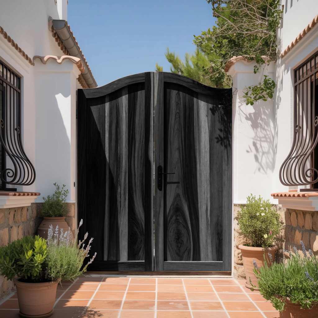 Curved Top Garden Gate Double Entry Door For Villa Courtyard