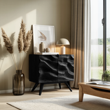 Hand Carved Wave Cabinet For Living Room Or Entryway