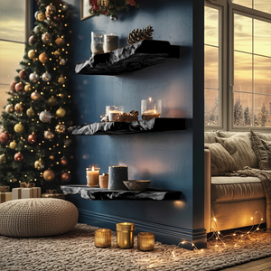 Mid Century Solid Wood Floating Shelf For Bedroom Xmas Decor