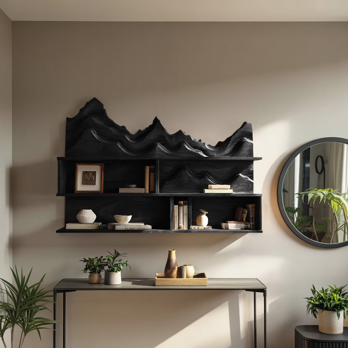 Minimalist Wooden Wall Mounted Bookshelf For Office Storage