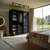 Minimal Wardrobe With Carved Front For Bedroom Space
