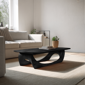 Minimal Coffee Table Smooth Curved Base For Living Room